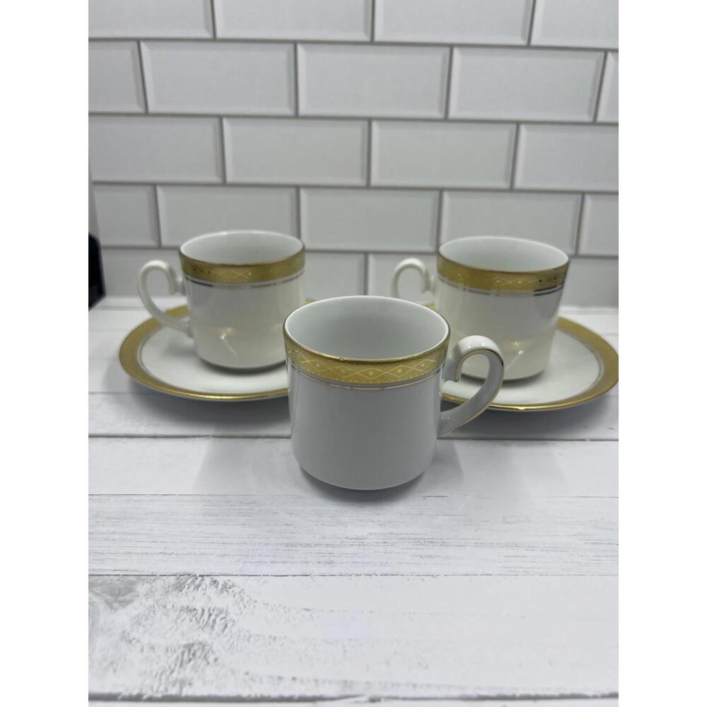 Tirschenreuth Bavaria China Gold Rimmed Demitasse Espresso Cup & Saucer Set